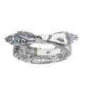 Détail du bandeau élastique à nœud pour femme avec motif cachemire noir et blanc. - Paisley Noir Blanc