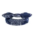 Bandeau cheveux femme imprimé cachemire bleu avec nœud mignon détail élastique. - Paisley Bleu Foncé