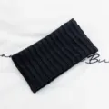 Black crinkled wide headband for women, fashionable elastic hair band for sports and daily wear. - Black