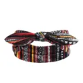 Bandeau pour femme à imprimé ethnique bohème avec nœud mignon, serre-tête élastique et chic. - Géométrique Ethnique