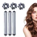 Heatless hair curler set with satin scrunchies, lazy sponge curling rods for wave hairstyles 6pcs - Grey 6-Piece Set