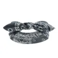 Fascia per capelli da donna con stampa paisley grigio scuro, fiocco elastico e design carino. - Paisley Grigio Scuro