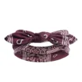 Bandeau élastique bordeaux à motif cachemire avec joli nœud. Accessoire cheveux femme doux. - Paisley Rouge Vin