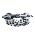 Élégant bandeau noué pour femme à imprimé abstrait noir et blanc, accessoire de mode élastique. - Noir Gris Abstrait