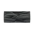 Dark grey elastic twisted headband, soft knit fabric, ideal for yoga, running, and workouts. - Dark Gray