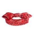 Bandeau Femme Motif Paisley Rouge Noeud Elastique Ruban Cheveux Mignon Oreilles De Lapin Mode - Rouge Paisley