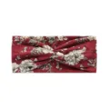 Red floral twisted headband, elastic wide hair band for yoga, running, and daily wear. - Wine Red Floral