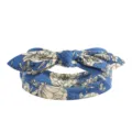 Bandeau elastique pour femme a imprimé floral bleu avec un joli noeud papillon pour style - Floral Vintage Bleu