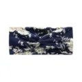 Women's Boho Floral Twist Headband Stretchy Wide Hair Band Yoga Running Sweatband - Navy Blue Floral