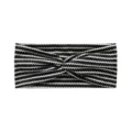 Black and white zig zag twist yoga headband, stretchy athletic running sweatband for women - Black Stripe