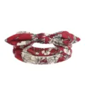 Bandeau femme imprimé floral rouge élastique nœud ruban joli oreilles de lapin nouées - Fleurs rétro rouges