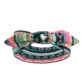 Bandeau noué imprimé géométrique bohème coloré accessoire de cheveux élastique femme - Imprimé Géométrique Boho