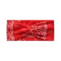Red paisley print twist headband for women, elastic boho yoga workout and running hair band. - Red Paisley