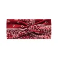 Red paisley elastic yoga sports headband, non-slip wide hair band for women workout. - Wine Red Paisley