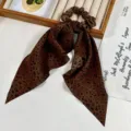 Retro leopard print ribbon hair scrunchie chic cute ponytail hair accessory for women styling - 2# Brown Leopard Print