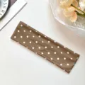Brown polka dot yoga elastic headband, stylish sweat-absorbing hair accessory for fitness. - Light Coffee