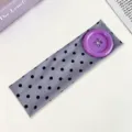 Summer dopamine color polka dot headband with large purple button, elastic cute hair accessory. - Grey
