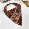 Cinta de pelo triangular con estampado paisley retro para mujer, pañuelo elástico marrón. - Marrón