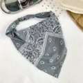 Retro gris paisley estampado triángulo diadema elástica cabello vintage accesorio - 6# Gris