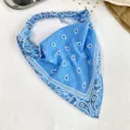 Cinta de pelo triangular con patrón de cachemira azul retro americana diseño elástico accesorio de moda - 7# Azul Cielo