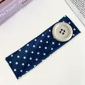 Blue polka dot headband with large button elastic hair band cute hair accessory fashion ins style - 9# Green