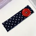 Navy blue polka dot headband with a large red button, stretchy sweet style hair accessory SKU. - 10# Black