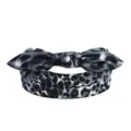 Bandeau élastique imprimé léopard pour femme avec un nœud mignon et des oreilles de lapin. - Léopard Noir Blanc Gris