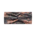 Dark grey floral twist headband, soft stretchy athletic hair band for women running yoga. - Gray Floral
