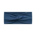 Blue knotted yoga headband, elastic non-slip wide sweatband for women running workout. - Navy Blue