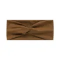 Brown wide twisted headband for women yoga running sports sweat absorbing elastic hair band - Light Coffee