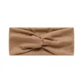Brown women's elastic sports headband, stylish twisted yoga hairband for running and daily wear. - Camel