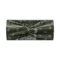 Dark green twist paisley headband, elastic boho yoga workout hair band for women. - Digital Army Green