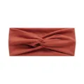 Solid color twisted yoga headband, elastic soft wide sports hair band for women running. - Rust Red