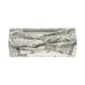 Black and white paisley print twist yoga headband, stylish stretch athletic hair band. - Digital Off-White