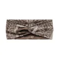 Brown paisley twisted headband for women, stretchy athletic sweatband and hair accessory. - Digital Coffee