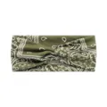 Olive green paisley yoga headband, elastic non-slip wide sports hair band for women. - Army Green Paisley