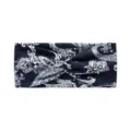 Navy blue paisley print wide knotted yoga headband, stretchy athletic hair band for sports. - Style #9