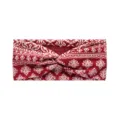 Red bohemian yoga twist headband elastic sweat absorbent wide hair band for women workout - Red and White Retro