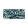 Bohemian floral yoga sports headband, elastic non-slip wide hair band for women running workout. - Blue-Green Floral