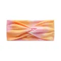 Bohemian tie-dye elastic workout headband for women, wide sweat-wicking running hair band. - Pink Orange Tie-Dye
