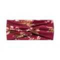 Burgundy floral knotted headband, elastic wide hair band for yoga, running and daily sports wear. - Wine Red Floral