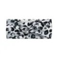 Women's wide knotted yoga headband, stretchy athletic hair band in grey leopard print. - Leopard Print