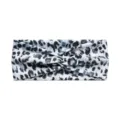 Blue leopard print yoga headband, stretchy wide turban hair band for women running workouts fit. - Blue Black Leopard Print