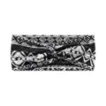 Black and white geometric yoga headband, elastic non-slip wide sports workout sweatband. - #108