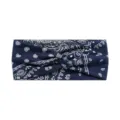 Navy blue paisley yoga headband, elastic non-slip wide hairband for running and workouts. - #104