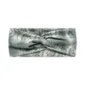 Grey bohemian paisley twist yoga headband, elastic wide sports hair band for women running. - #96