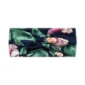 Bohemian floral yoga sports headband in navy blue, elastic anti-slip wide workout band. - #100 Navy Floral