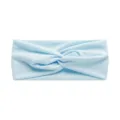 Solid light blue wide yoga sports headband for women, soft elastic anti-slip running hairband. - #119 Light Blue
