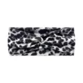 Black and white leopard print yoga sports headband, elastic anti-slip wide hair band. - Black and White Leopard