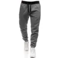 Ανδρικό γκρι παντελόνι jogger αθλητικό sweatpants casual με μαύρη ελαστική μέση και μανσέτες. - S / Bottoms / σκούρο γκρι